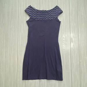 Skunkfunk SKFK Women's Y2K Blue Boat Neckline Shift Dress Size 3 US Medium